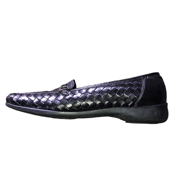 Sesto MEUCCI Black Woven Leather Slip On Shoes Size 11M - Picture 4 of 14